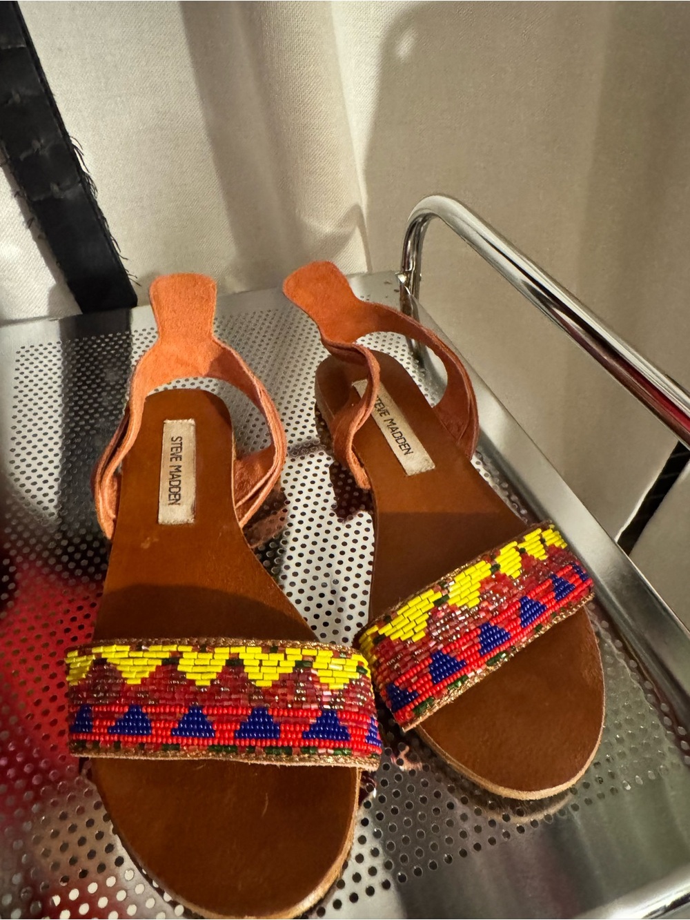 Steve Madden Orange Suede Beaded Front Slingback Sandals